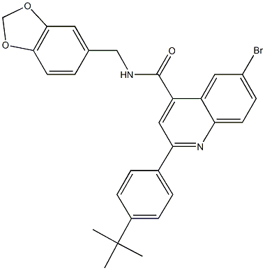 N-(1,3-benzodioxol-5-ylmethyl)-6-bromo-2-(4-tert-butylphenyl)-4-quinolinecarboxamide Structure