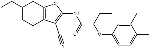 N-(3-cyano-6-ethyl-4,5,6,7-tetrahydro-1-benzothien-2-yl)-2-(3,4-dimethylphenoxy)butanamide 구조식 이미지