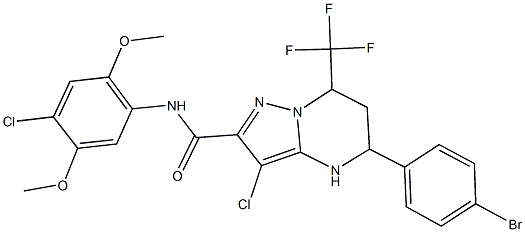 5-(4-bromophenyl)-3-chloro-N-(4-chloro-2,5-dimethoxyphenyl)-7-(trifluoromethyl)-4,5,6,7-tetrahydropyrazolo[1,5-a]pyrimidine-2-carboxamide Structure