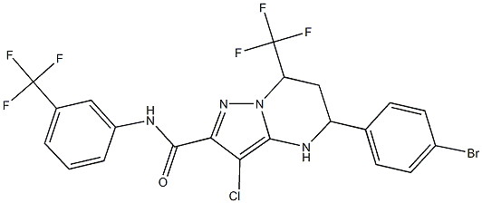 5-(4-bromophenyl)-3-chloro-7-(trifluoromethyl)-N-[3-(trifluoromethyl)phenyl]-4,5,6,7-tetrahydropyrazolo[1,5-a]pyrimidine-2-carboxamide 구조식 이미지