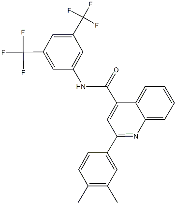 N-[3,5-bis(trifluoromethyl)phenyl]-2-(3,4-dimethylphenyl)-4-quinolinecarboxamide 구조식 이미지