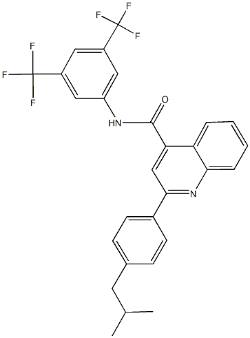 N-[3,5-bis(trifluoromethyl)phenyl]-2-(4-isobutylphenyl)-4-quinolinecarboxamide Structure