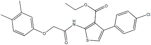 ethyl 4-(4-chlorophenyl)-2-{[(3,4-dimethylphenoxy)acetyl]amino}-3-thiophenecarboxylate 구조식 이미지