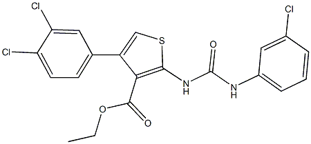 ethyl 2-{[(3-chloroanilino)carbonyl]amino}-4-(3,4-dichlorophenyl)-3-thiophenecarboxylate Structure