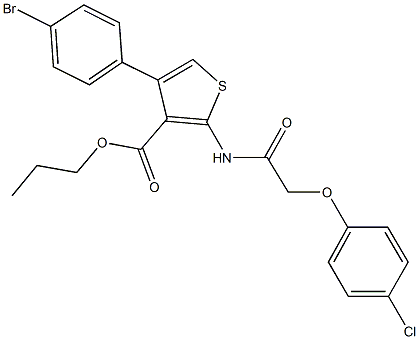 propyl 4-(4-bromophenyl)-2-{[(4-chlorophenoxy)acetyl]amino}-3-thiophenecarboxylate 구조식 이미지