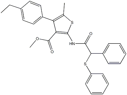 methyl 4-(4-ethylphenyl)-5-methyl-2-{[phenyl(phenylsulfanyl)acetyl]amino}-3-thiophenecarboxylate 구조식 이미지