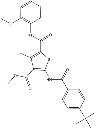 methyl 2-[(4-tert-butylbenzoyl)amino]-5-[(2-methoxyanilino)carbonyl]-4-methyl-3-thiophenecarboxylate 구조식 이미지