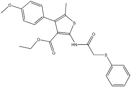 ethyl 4-(4-methoxyphenyl)-5-methyl-2-{[(phenylsulfanyl)acetyl]amino}-3-thiophenecarboxylate Structure