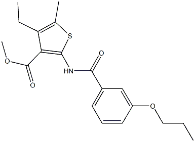 methyl 4-ethyl-5-methyl-2-[(3-propoxybenzoyl)amino]-3-thiophenecarboxylate Structure