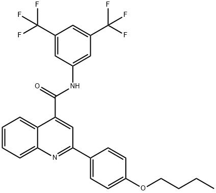 N-[3,5-bis(trifluoromethyl)phenyl]-2-(4-butoxyphenyl)-4-quinolinecarboxamide 구조식 이미지