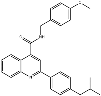 2-(4-isobutylphenyl)-N-(4-methoxybenzyl)-4-quinolinecarboxamide Structure