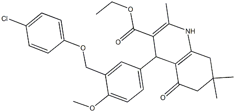 ethyl 4-{3-[(4-chlorophenoxy)methyl]-4-methoxyphenyl}-2,7,7-trimethyl-5-oxo-1,4,5,6,7,8-hexahydro-3-quinolinecarboxylate 구조식 이미지