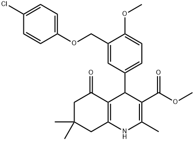 methyl 4-{3-[(4-chlorophenoxy)methyl]-4-methoxyphenyl}-2,7,7-trimethyl-5-oxo-1,4,5,6,7,8-hexahydro-3-quinolinecarboxylate 구조식 이미지