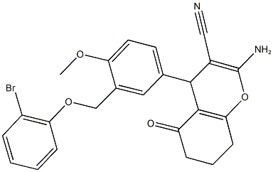 2-amino-4-{3-[(2-bromophenoxy)methyl]-4-methoxyphenyl}-5-oxo-5,6,7,8-tetrahydro-4H-chromene-3-carbonitrile 구조식 이미지