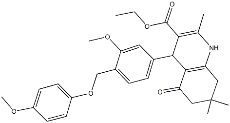 ethyl 4-{3-methoxy-4-[(4-methoxyphenoxy)methyl]phenyl}-2,7,7-trimethyl-5-oxo-1,4,5,6,7,8-hexahydro-3-quinolinecarboxylate 구조식 이미지