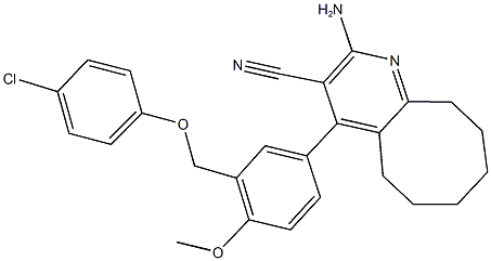 2-amino-4-{3-[(4-chlorophenoxy)methyl]-4-methoxyphenyl}-5,6,7,8,9,10-hexahydrocycloocta[b]pyridine-3-carbonitrile 구조식 이미지