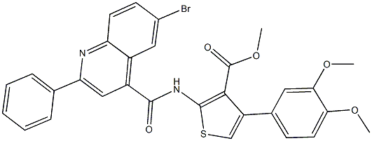methyl 2-{[(6-bromo-2-phenyl-4-quinolinyl)carbonyl]amino}-4-(3,4-dimethoxyphenyl)-3-thiophenecarboxylate 구조식 이미지