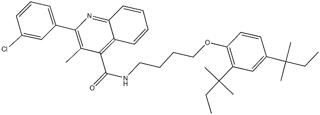 2-(3-chlorophenyl)-N-[4-(2,4-ditert-pentylphenoxy)butyl]-3-methyl-4-quinolinecarboxamide 구조식 이미지