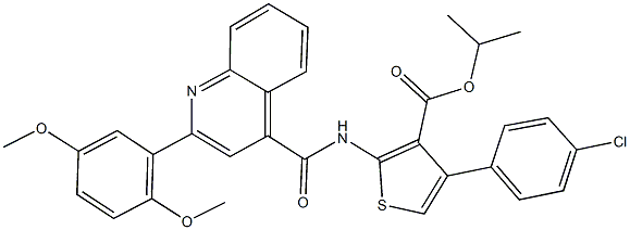 isopropyl 4-(4-chlorophenyl)-2-({[2-(2,5-dimethoxyphenyl)-4-quinolinyl]carbonyl}amino)-3-thiophenecarboxylate 구조식 이미지