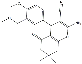 2-amino-4-[4-methoxy-3-(methoxymethyl)phenyl]-7,7-dimethyl-5-oxo-5,6,7,8-tetrahydro-4H-chromene-3-carbonitrile Structure