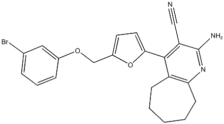 2-amino-4-{5-[(3-bromophenoxy)methyl]-2-furyl}-6,7,8,9-tetrahydro-5H-cyclohepta[b]pyridine-3-carbonitrile 구조식 이미지