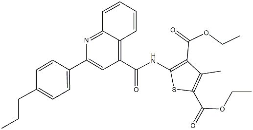 diethyl 3-methyl-5-({[2-(4-propylphenyl)-4-quinolinyl]carbonyl}amino)-2,4-thiophenedicarboxylate 구조식 이미지