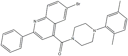 6-bromo-4-{[4-(2,5-dimethylphenyl)-1-piperazinyl]carbonyl}-2-phenylquinoline 구조식 이미지