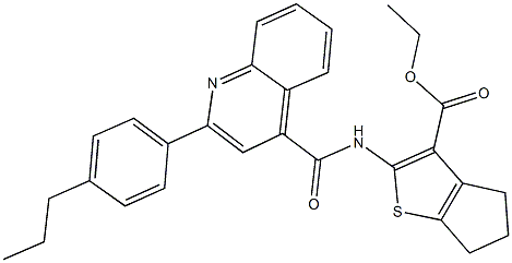 ethyl 2-({[2-(4-propylphenyl)-4-quinolinyl]carbonyl}amino)-5,6-dihydro-4H-cyclopenta[b]thiophene-3-carboxylate Structure