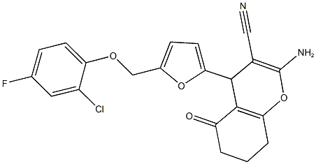 2-amino-4-{5-[(2-chloro-4-fluorophenoxy)methyl]-2-furyl}-5-oxo-5,6,7,8-tetrahydro-4H-chromene-3-carbonitrile 구조식 이미지