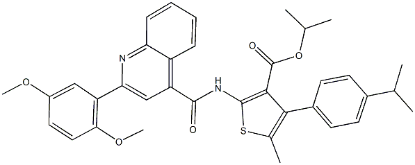 isopropyl 2-({[2-(2,5-dimethoxyphenyl)-4-quinolinyl]carbonyl}amino)-4-(4-isopropylphenyl)-5-methyl-3-thiophenecarboxylate 구조식 이미지
