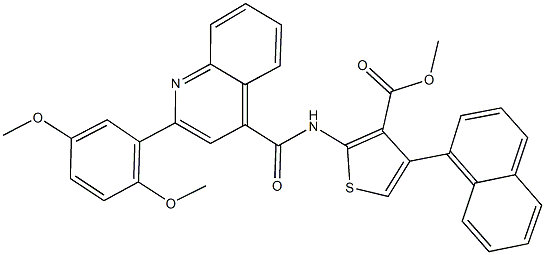 methyl 2-({[2-(2,5-dimethoxyphenyl)-4-quinolinyl]carbonyl}amino)-4-(1-naphthyl)-3-thiophenecarboxylate Structure