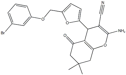 2-amino-4-{5-[(3-bromophenoxy)methyl]-2-furyl}-7,7-dimethyl-5-oxo-5,6,7,8-tetrahydro-4H-chromene-3-carbonitrile 구조식 이미지