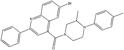 6-bromo-4-{[3-methyl-4-(4-methylphenyl)-1-piperazinyl]carbonyl}-2-phenylquinoline 구조식 이미지