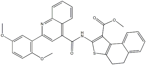 methyl 2-({[2-(2,5-dimethoxyphenyl)-4-quinolinyl]carbonyl}amino)-4,5-dihydronaphtho[2,1-b]thiophene-1-carboxylate 구조식 이미지