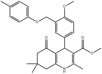 methyl 4-{4-methoxy-3-[(4-methylphenoxy)methyl]phenyl}-2,7,7-trimethyl-5-oxo-1,4,5,6,7,8-hexahydro-3-quinolinecarboxylate Structure