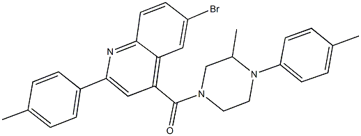 6-bromo-4-{[3-methyl-4-(4-methylphenyl)-1-piperazinyl]carbonyl}-2-(4-methylphenyl)quinoline Structure