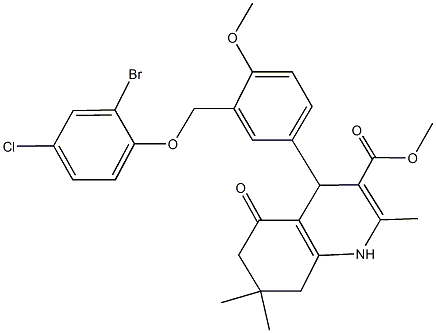 methyl 4-{3-[(2-bromo-4-chlorophenoxy)methyl]-4-methoxyphenyl}-2,7,7-trimethyl-5-oxo-1,4,5,6,7,8-hexahydro-3-quinolinecarboxylate Structure