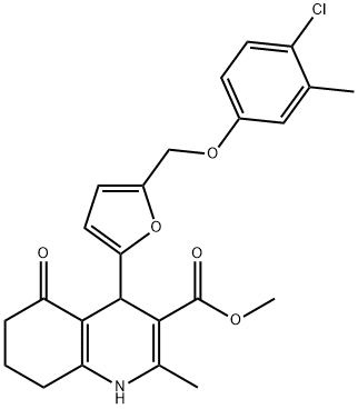 methyl 4-{5-[(4-chloro-3-methylphenoxy)methyl]-2-furyl}-2-methyl-5-oxo-1,4,5,6,7,8-hexahydro-3-quinolinecarboxylate Structure