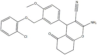 2-amino-4-{3-[(2-chlorophenoxy)methyl]-4-methoxyphenyl}-5-oxo-5,6,7,8-tetrahydro-4H-chromene-3-carbonitrile Structure