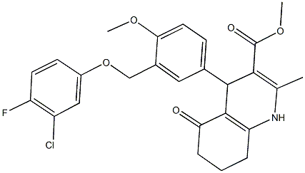 methyl 4-{3-[(3-chloro-4-fluorophenoxy)methyl]-4-methoxyphenyl}-2-methyl-5-oxo-1,4,5,6,7,8-hexahydro-3-quinolinecarboxylate 구조식 이미지