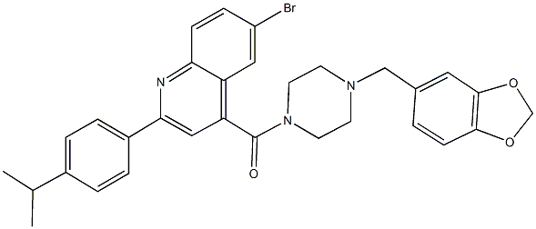 4-{[4-(1,3-benzodioxol-5-ylmethyl)-1-piperazinyl]carbonyl}-6-bromo-2-(4-isopropylphenyl)quinoline Structure