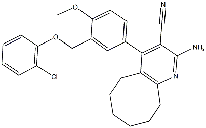 2-amino-4-{3-[(2-chlorophenoxy)methyl]-4-methoxyphenyl}-5,6,7,8,9,10-hexahydrocycloocta[b]pyridine-3-carbonitrile 구조식 이미지