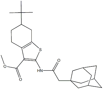 methyl 2-[(1-adamantylacetyl)amino]-6-tert-butyl-4,5,6,7-tetrahydro-1-benzothiophene-3-carboxylate Structure