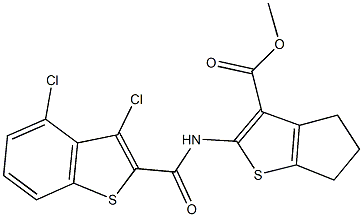 methyl 2-{[(3,4-dichloro-1-benzothien-2-yl)carbonyl]amino}-5,6-dihydro-4H-cyclopenta[b]thiophene-3-carboxylate 구조식 이미지