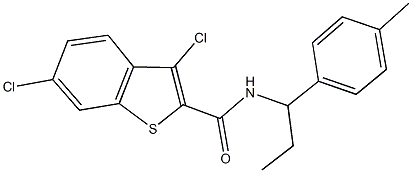 3,6-dichloro-N-[1-(4-methylphenyl)propyl]-1-benzothiophene-2-carboxamide 구조식 이미지