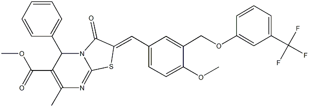 methyl 2-(4-methoxy-3-{[3-(trifluoromethyl)phenoxy]methyl}benzylidene)-7-methyl-3-oxo-5-phenyl-2,3-dihydro-5H-[1,3]thiazolo[3,2-a]pyrimidine-6-carboxylate Structure