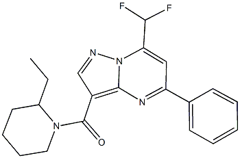 7-(difluoromethyl)-3-[(2-ethyl-1-piperidinyl)carbonyl]-5-phenylpyrazolo[1,5-a]pyrimidine Structure