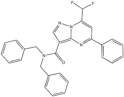 N,N-dibenzyl-7-(difluoromethyl)-5-phenylpyrazolo[1,5-a]pyrimidine-3-carboxamide Structure