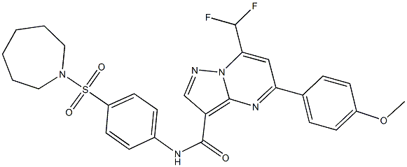 N-[4-(1-azepanylsulfonyl)phenyl]-7-(difluoromethyl)-5-(4-methoxyphenyl)pyrazolo[1,5-a]pyrimidine-3-carboxamide 구조식 이미지