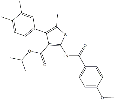 isopropyl 4-(3,4-dimethylphenyl)-2-[(4-methoxybenzoyl)amino]-5-methyl-3-thiophenecarboxylate 구조식 이미지